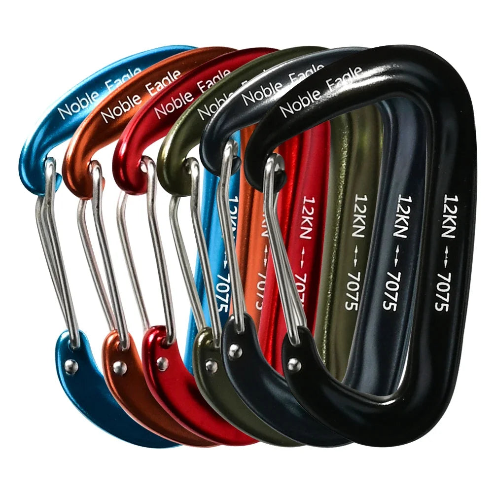 6PCS 12kN Aluminum D Ring Carabiners Heavy Duty Hook Lightweight