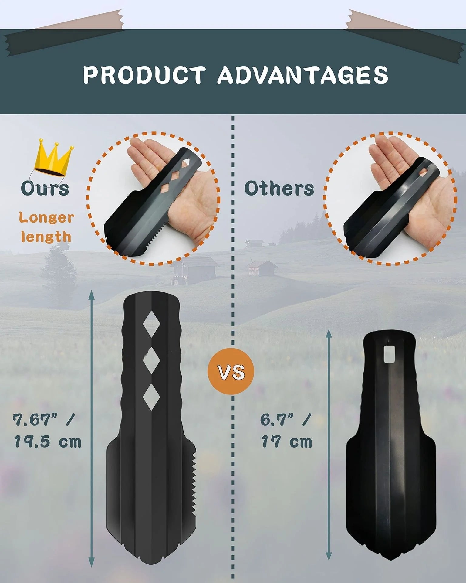 Ultralight Backpacking Trowel Shovel Small Potty Multitool with Longer