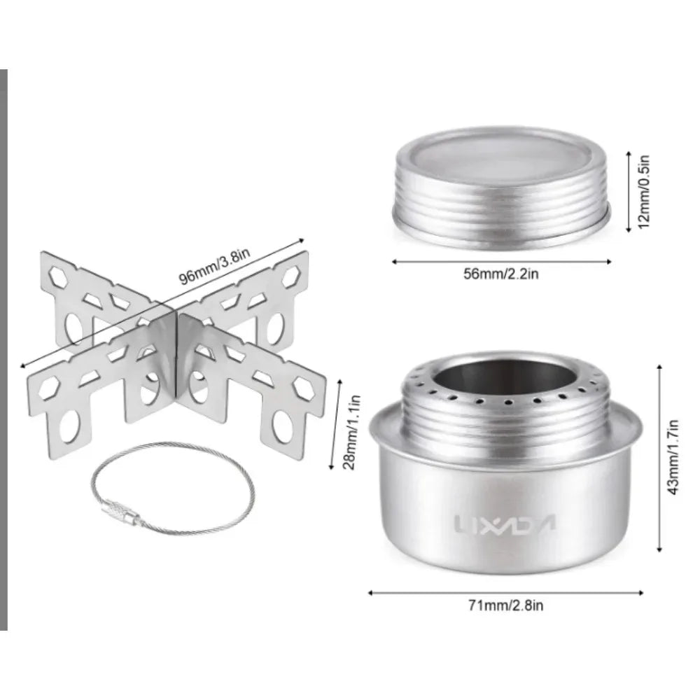 Camping Stove Portable Mini Aluminum Alloy Alcohol Stove with Lid