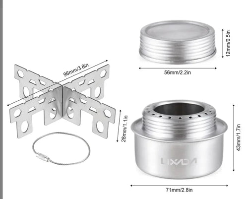 Camping Stove Portable Mini Aluminum Alloy Alcohol Stove with Lid